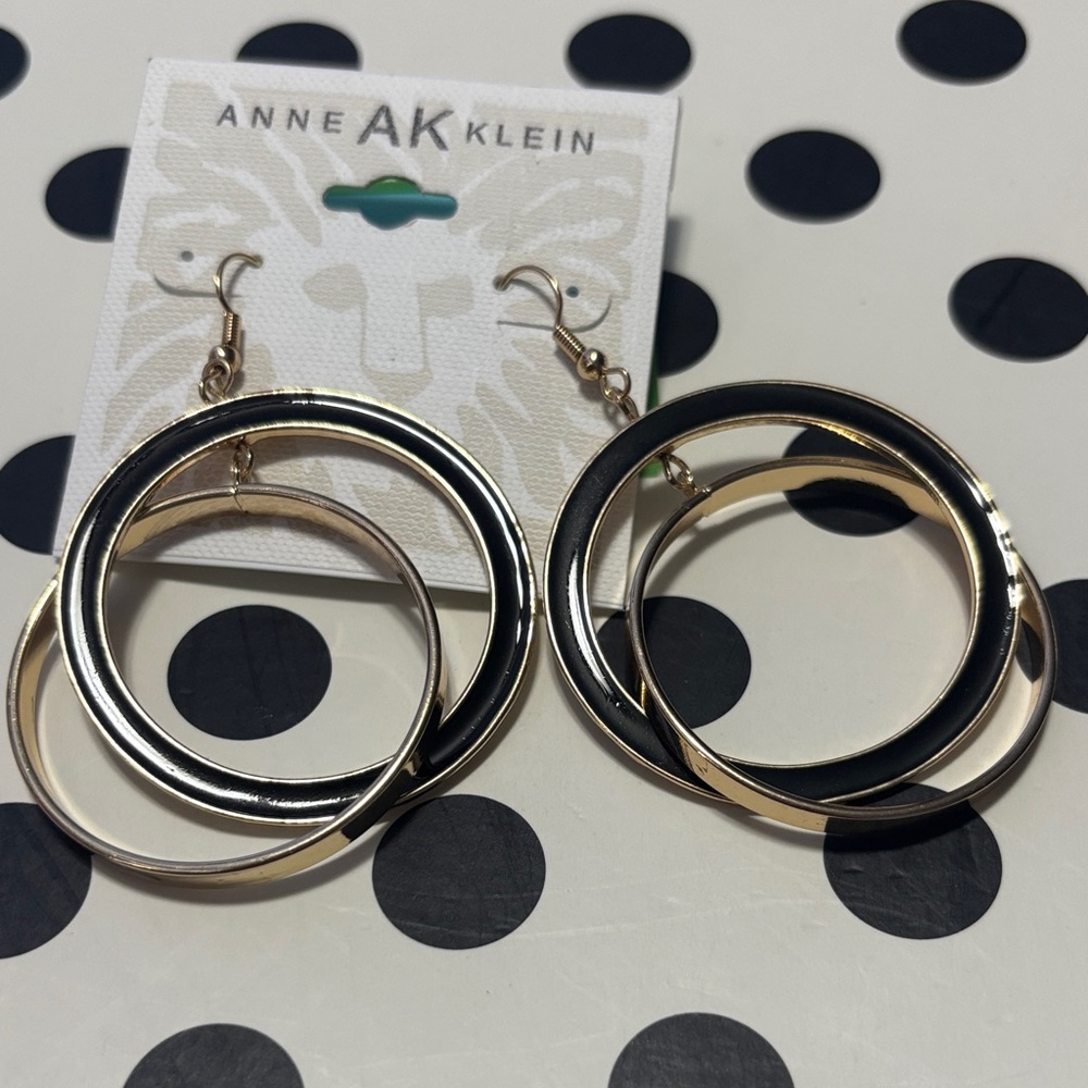 Anne Klein Textured Gold-Tone Double Hoop Earrings